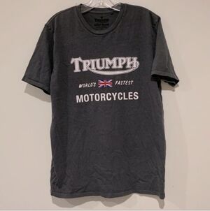 Lucky Brand X Triumph Motorcycles Charcoal Short Sleeve Tee New Without Tags